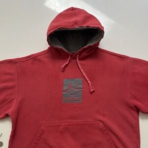 Vintage eS Skateboarding Hoodie Size Large Red Surf Skate distressed